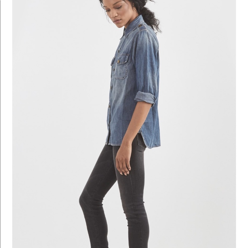 Current / Elliot Lightweight Denim Button Down Top - image 3